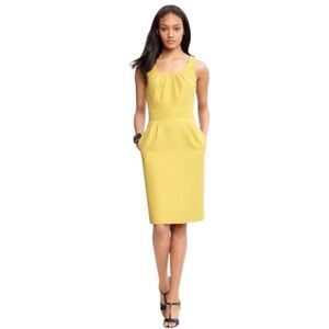Banana Republic Chartreuse Jacquard Cocktail Sheath Dress Sleeveless Sz 0